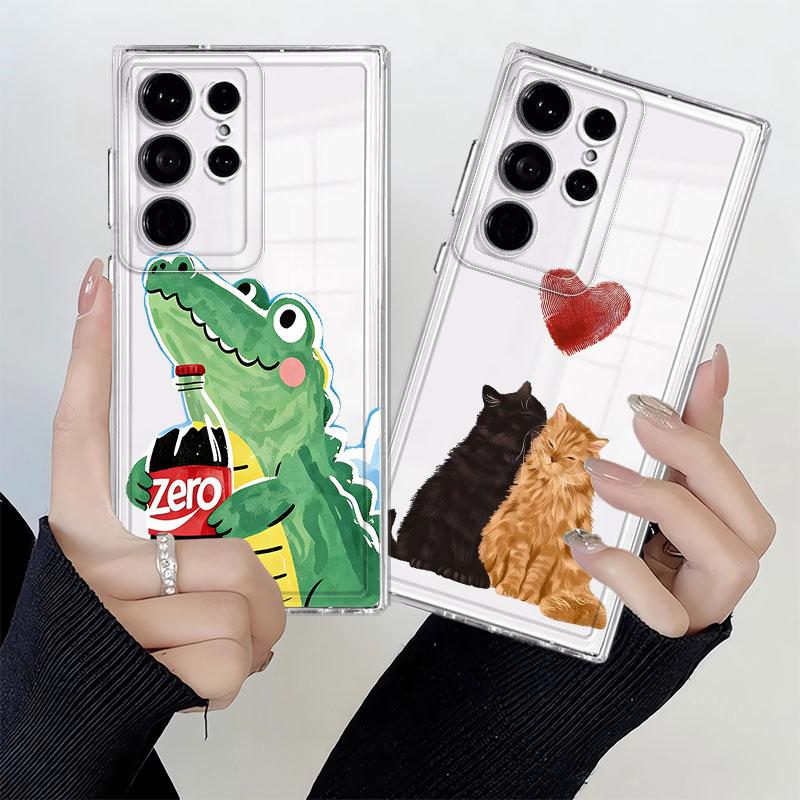 Мультяшный чехол-накладка с крокодилом для Samsung Galaxy S26 S21 S20 Plus S25 Edge S22 FE Note 20 Ultra 10 S23 Ultra S24