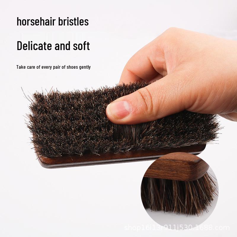 Premium Beech Wood Shoe Brush with Boar Bristles – Gentle Horsehair for Polishing & Dust Removal, Safe for Shoes