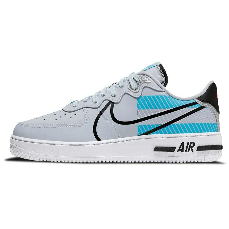 Nike Air Force 1 React LX 'Pure Platinum Baltic Blue' (Unisex) Pure Platinum / Baltic Blue / Habanero Red / Black Skate Shoes CT3316 001