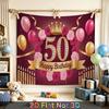 50th Rose Birthday Backdrop 1pc - Party Supplies