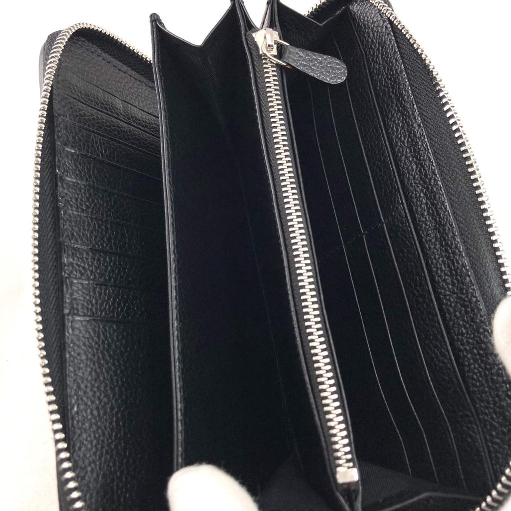 Star Stingray Long Wallet Black Stingray Leather Genuine Leather Round Zipper Type (M, 1)