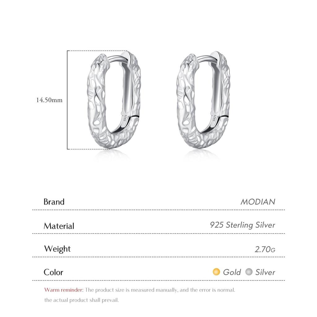 MODIAN 925 Sterling Zilver Prachtige U Vorm Textuur Oorringen Voor Vrouwen Wit Verguld Hypoallergene Fijne Sieraden