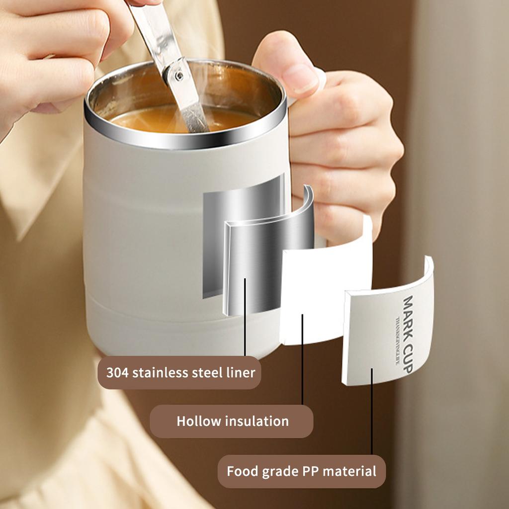 Thermal Cup 304 Stainless Steel Double-layer Insulated Coffee Mug With Spoon Portable Leak Proof Wter Cup For Student Adult