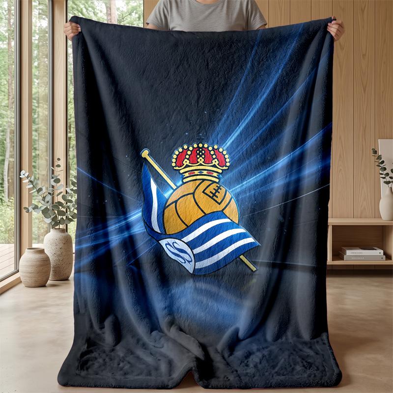 Real Sociedad FC Soft Flannel Fleece Blanket Lightweight Cozy Warm Throw Blanket For Sofa Bed Home Decor