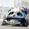 Panda Cub Personalized Text Blanket Lightweight Personalized Blanket Soft & Cozy Versatile for Living Room Office Couch Office Chair
