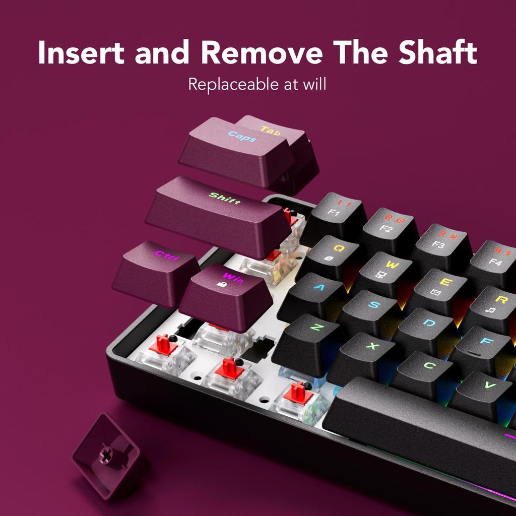 SUNSONNY Mechanical Keyboard 68-key N-J6Pro Wired Gaming Office Portable Full Key Without Blush Axle