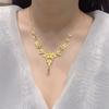 Gold-Plated Fine Chains Necklace Strong Sand Gold Flower Moon with Trendy Bridal Wedding Fairy Tassel for Holidays and Events