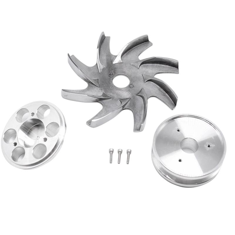 Car Billet Aluminum Alternator Fan Pulley For Chevy Small Block 327 350 383 400 383 396 427 Generator Pulley + Impeller