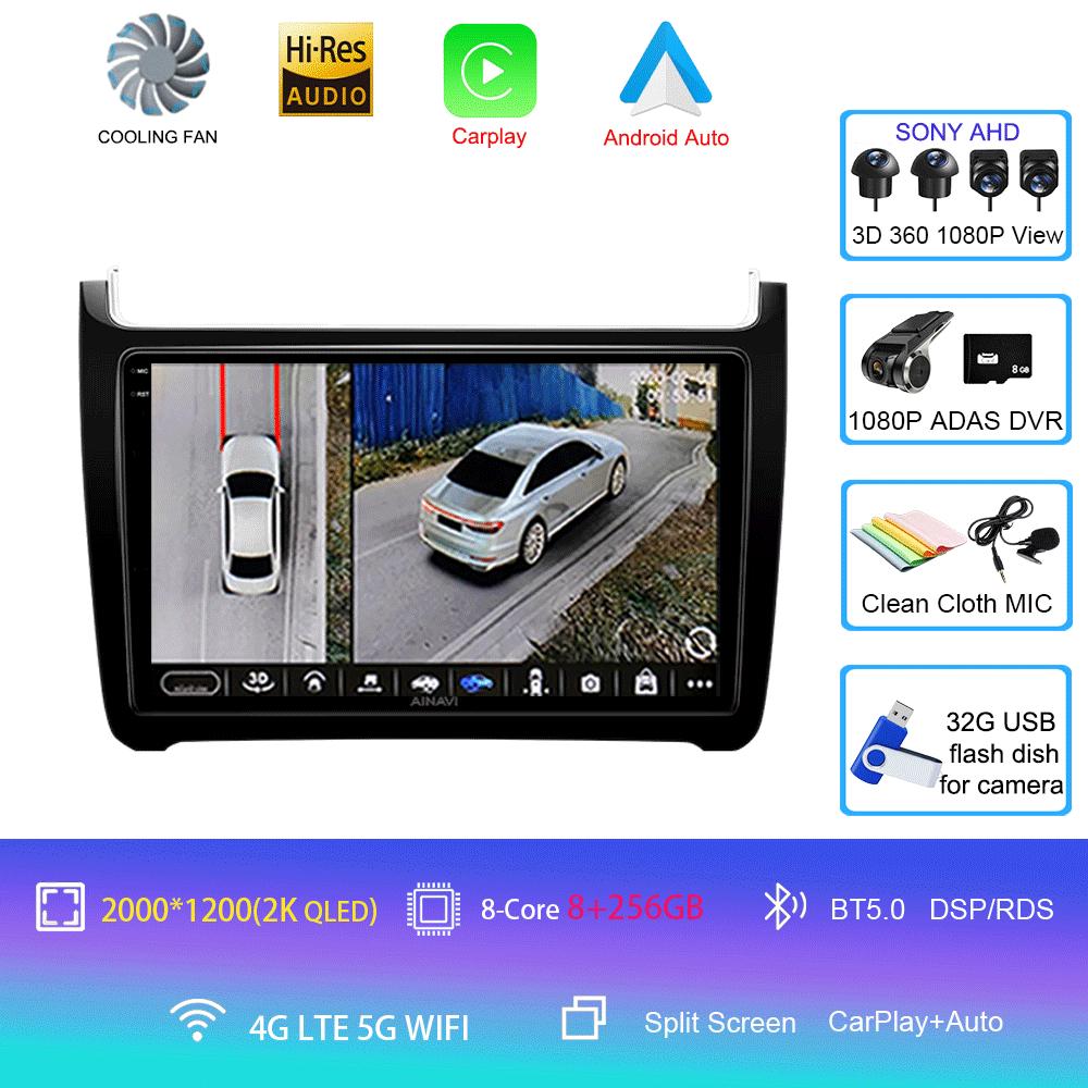 Автомобильное радио Android 14 Carplay 4G+Wifi для Volkswagen VW polo 5 sedan 2008-2020 Мультимедийный плеер Стерео GPS 2 Din DVD Головное устройство