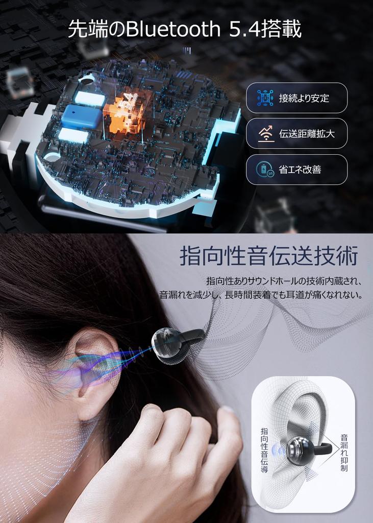Bluetooth-наушники [Инновация 2024 года, Модель, специализирующаяся на качестве звука] Беспроводные Bluetooth 5.4 наушники-каффы, Не забивающие уши, Клипсы на уши,