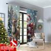 2pcs 2D Flat Printing Merry Christmas Popular Party Window Curtains Santa Claus Sleigh Gifts Deer Polyester Without Electricity