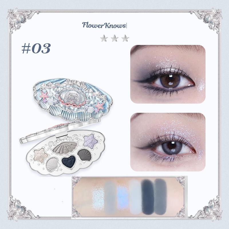 Flower Knows Коллекция Ракушка и Жемчуг Матовая Жемчужная Шестицветная Палетка Теней для Век Металлик Высокопигментированные Тени для Макияжа Глаз Стойкие