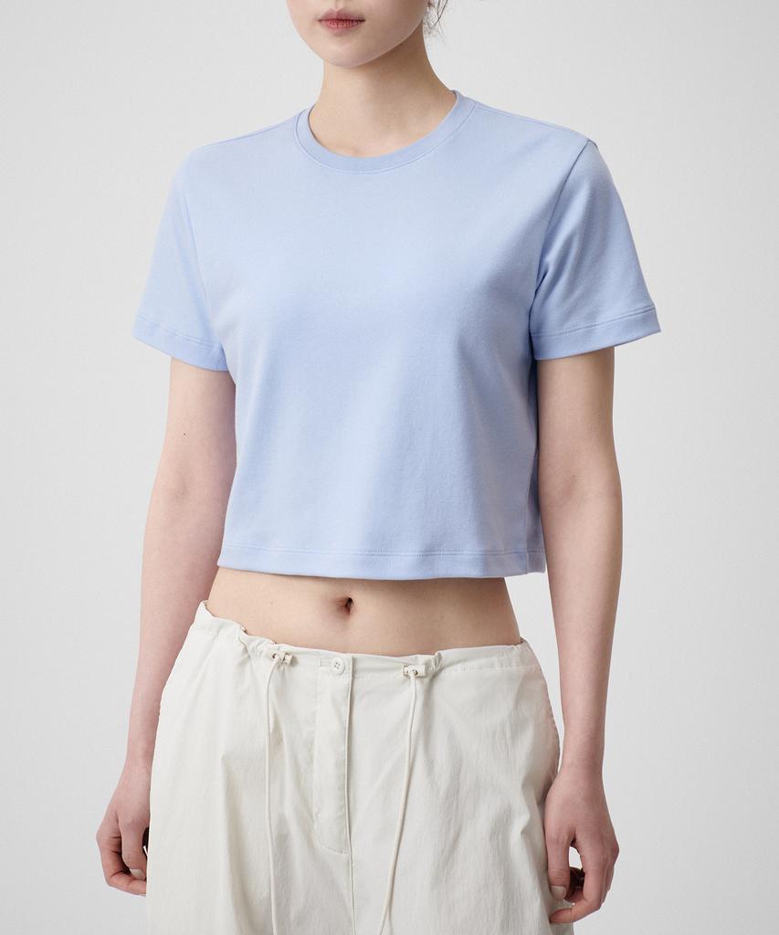 MUSINSA STANDARD WOMAN Женская укороченная футболка с круглым вырезом [Serenity Blue]