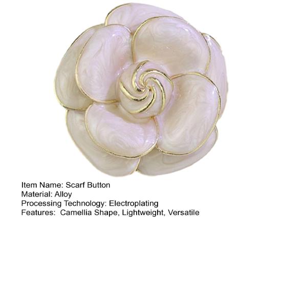 Scarf Button Camellia Shape Alloy Brooch with Glossy Glaze Sweaters Collars Hats Bags Coats Scarves Badge Outfit