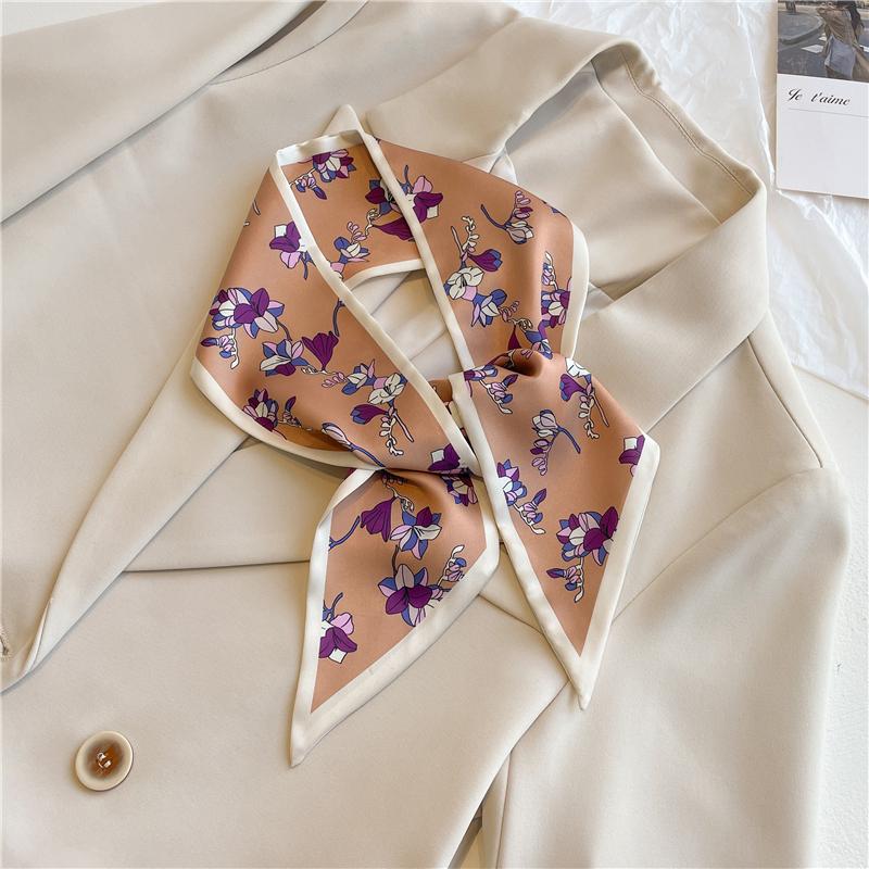 Long Hair Hand Wrist New Print Headband Scarf Women Summer Flower Silk Satin Ribbon Belt Foulard Scarves