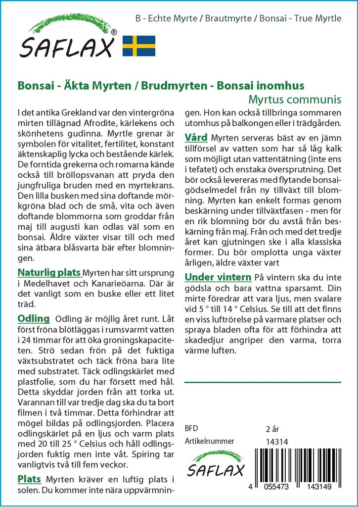SAFLAX Garden in the Bag - Бонсай - Мирт настоящий - 30 семян - С субстратом в подходящем пакете - Myrtus communis