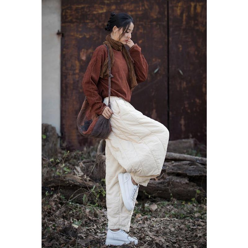 Женские пуховые хлопковые брюки, утолщенные теплые зимние брюки с широкими штанинами, модные универсальные повседневные брюки