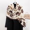 Autumn Small Flower Scarf Elegant Fashion Style Printing Imitation Cotton Linen Silk Scarf Ladies Warm Anti Cold Neck Scarf