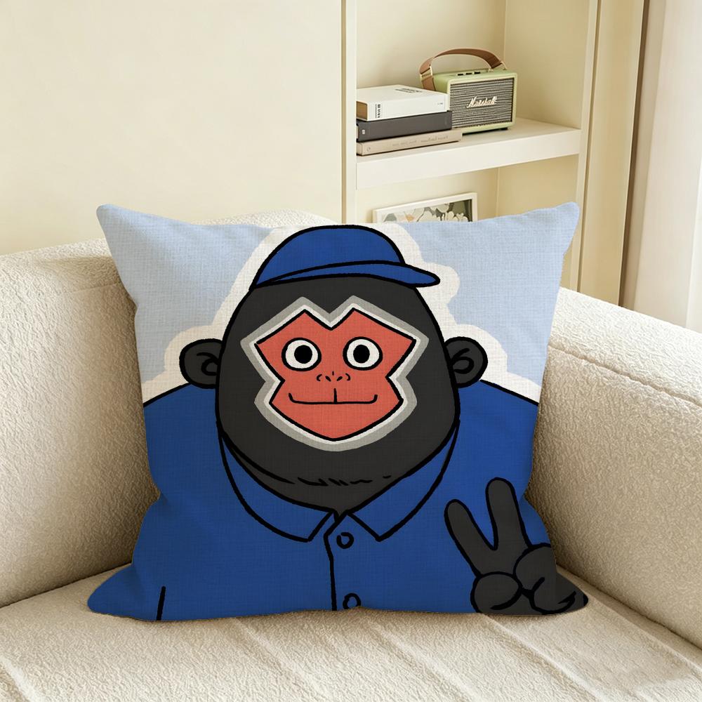 R-Rampage Unlucky Monkey Cushion Cover Natural Linen Pillowcase Set, All-In-One Decor For Sofa, Bedroom & Chair