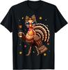 Leopard Turkey Drinking Coffee Thanksgiving Turkey Day T- Unisex T-Shirt