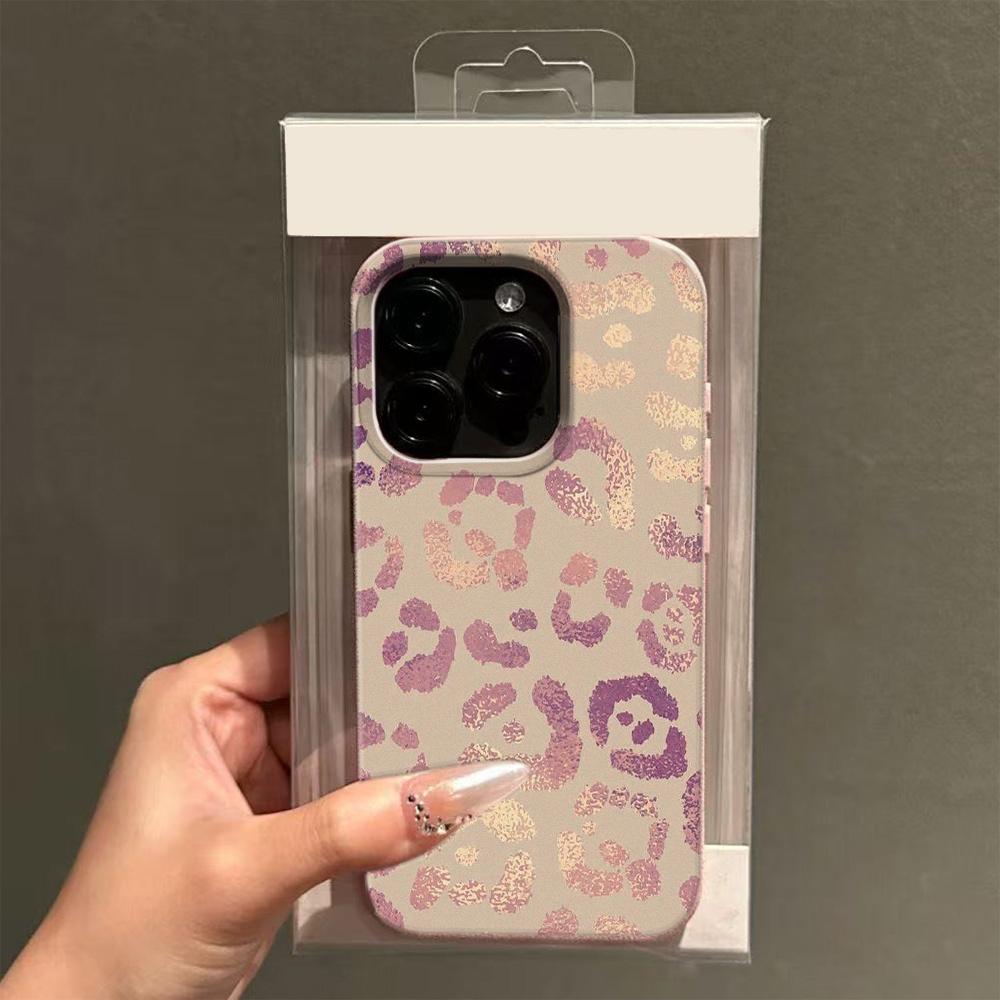 Фиолетовый Чехол для Телефона с Леопардовым Принтом Для IPhone 17 16e 16 15 14 13 12 Pro Max Противоударный и Противоскользящий Чехол