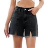 Женские модные трендовые однотонные повседневные шорты из денима с карманами, бахромой и разрезами