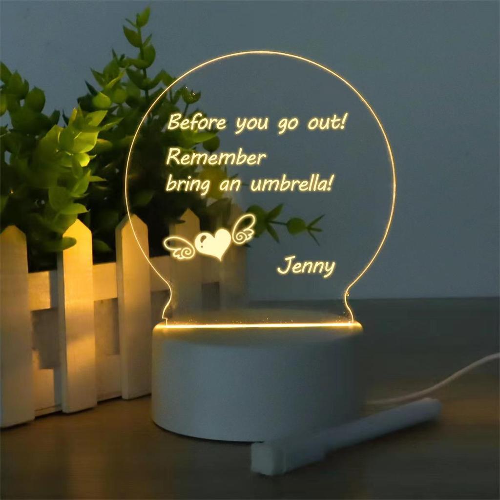 DIY Luminous Message Board 3D Night Light - Acrylic Erasable Writing Board