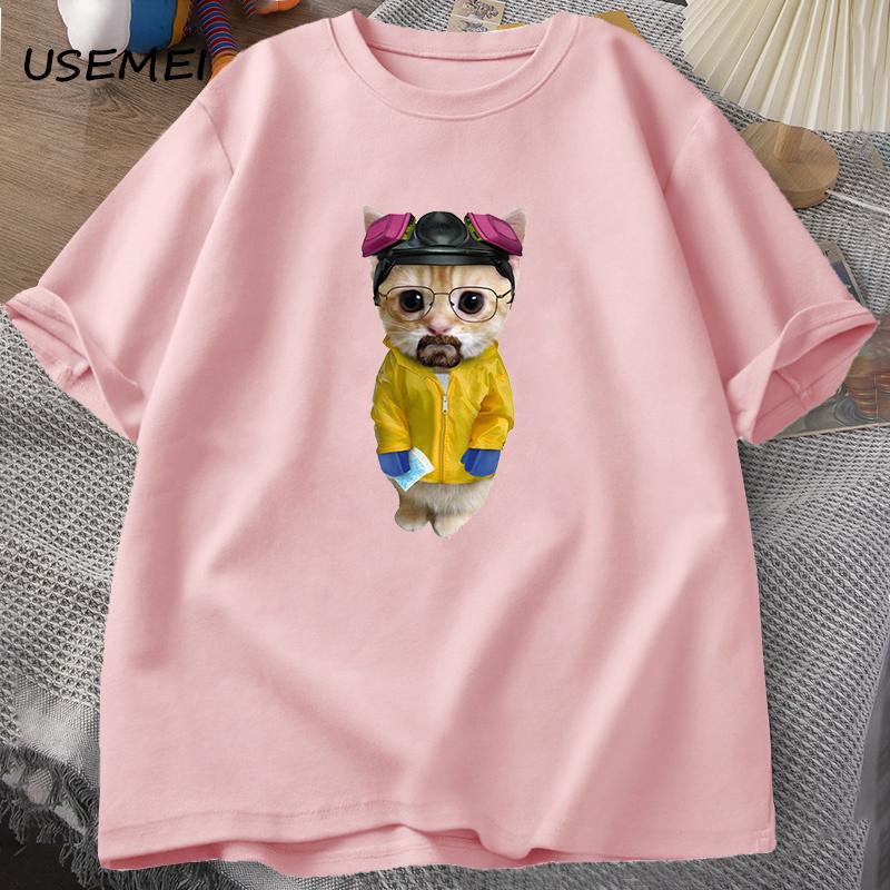 Футболка Walter White Kitty Walter White Heisenberg, мужская хлопковая футболка с котом и короткими рукавами, забавная футболка, мужские хлопковые мужские топы