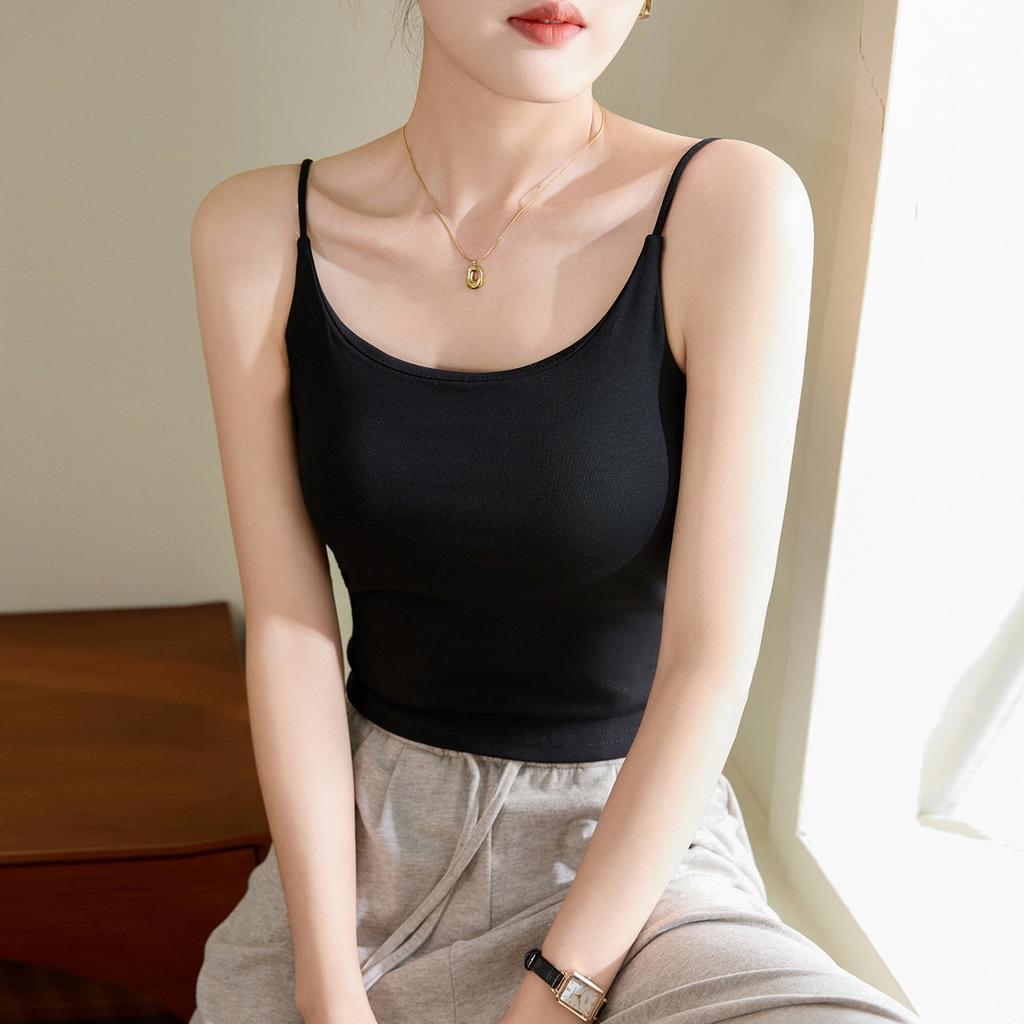 Бюстгальтер в одном бретельке через шею женский летний чистый хлопок с накладкой на грудь новая модель внутри складки утолщается, чтобы показать большую грудь снаружи для ношения