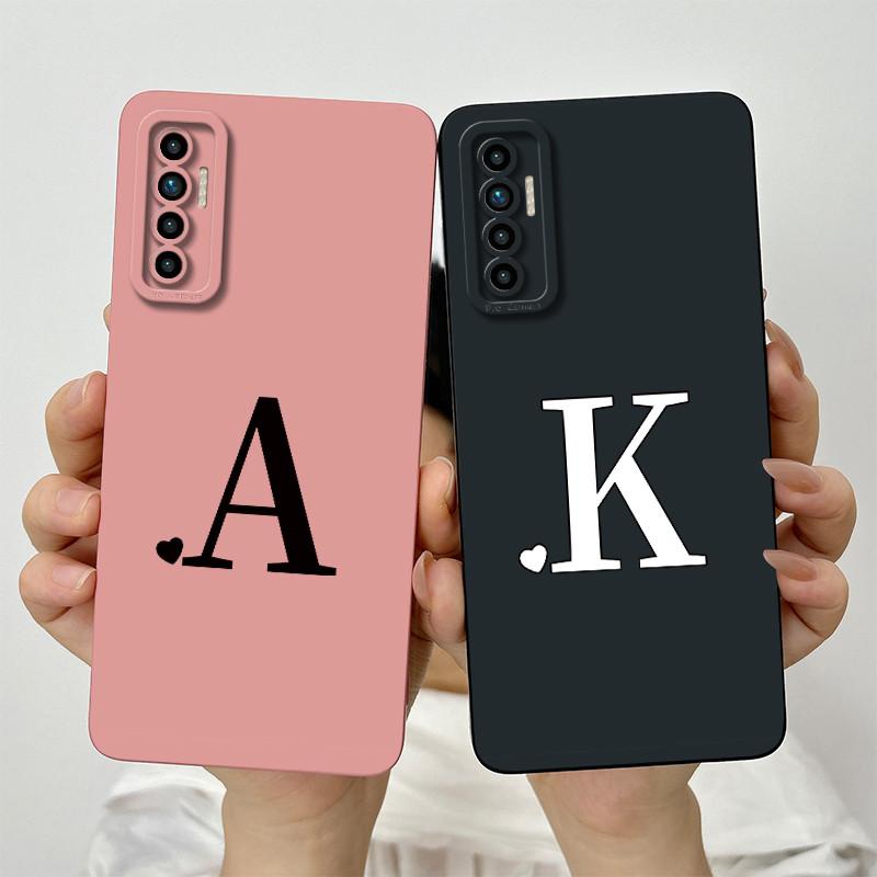 For Tecno Camon 17P 6GB 128GB Case 6.8 Inch Cute Initial Letters Soft Liquid Silicone Shockproof Funda For Tecno Camon 17P Cover