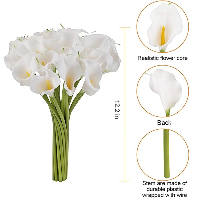 5/10Pcs Real Touch Calla Lily Artificial Flowers White Wedding Bouquet Bridal Shower Party Home Flower Decoration Fake Flower