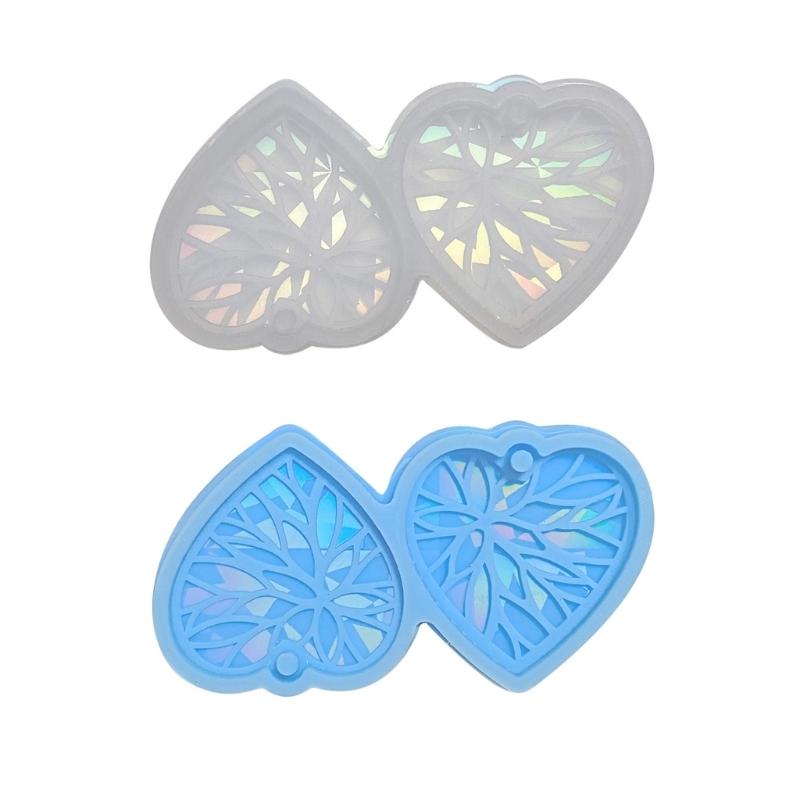 DIY Earring Holographic Silicone Mold Crystal Epoxy Resin Mold Heart Pendants Jewelry Making Casting Mold Decoration