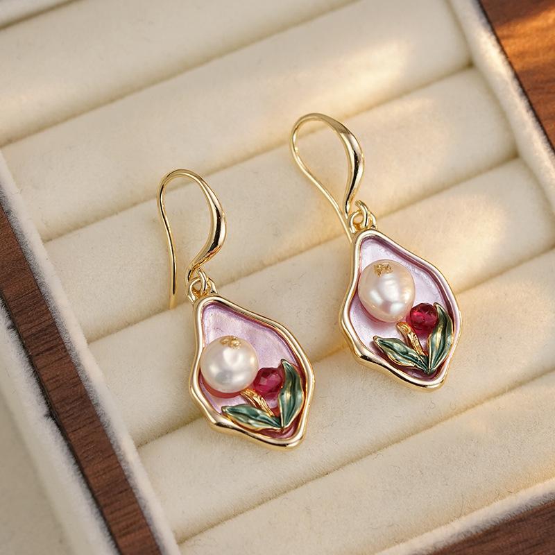 Креативные расписанные вручную серьги-тюльпаны