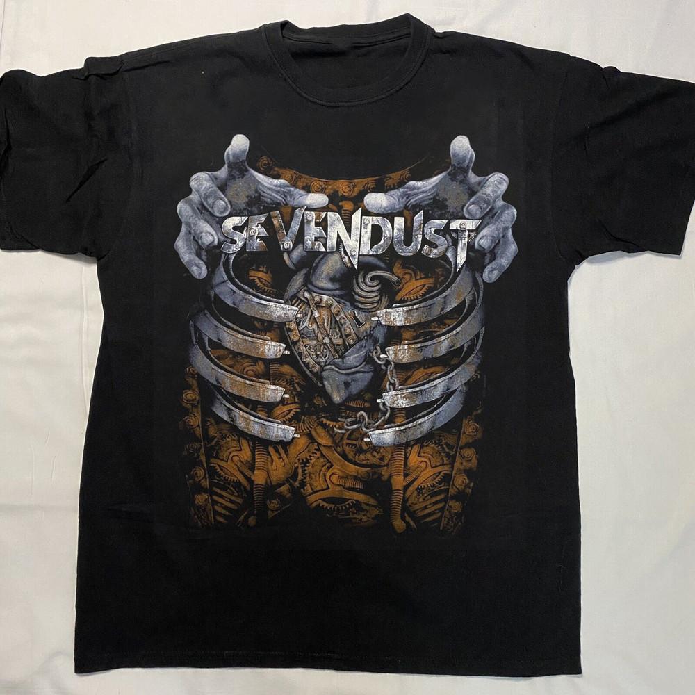 Sevendust Летний Тур 2010 Футболка с коротким рукавом Хлопок Черный Мужская S5XL Унисекс Футболка