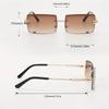 Fashion Rimless Rectangle Sunglasses Women Men Trendy Small Square Lens Sun Glasses Gradient Travel Outdoor Sunglasses