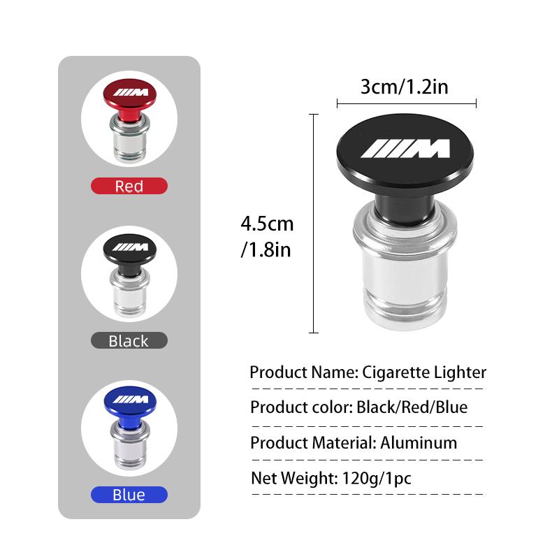 For BMW Button Car Cigarette Lighter Anodized Aluminum 12 Volt Auto Accessories E70 E91 E30 G30 E53 M3 M5 X6 X4 X7 E92 E93 X1 X3 kyapx80