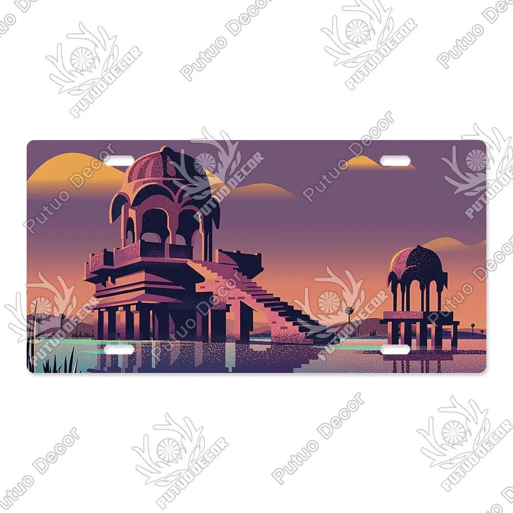 Putuo Decor Illustrations Licenses Plate Tin Sign Plaque Metal Decorative Plate for Car Living Room Door Home Wall Decor