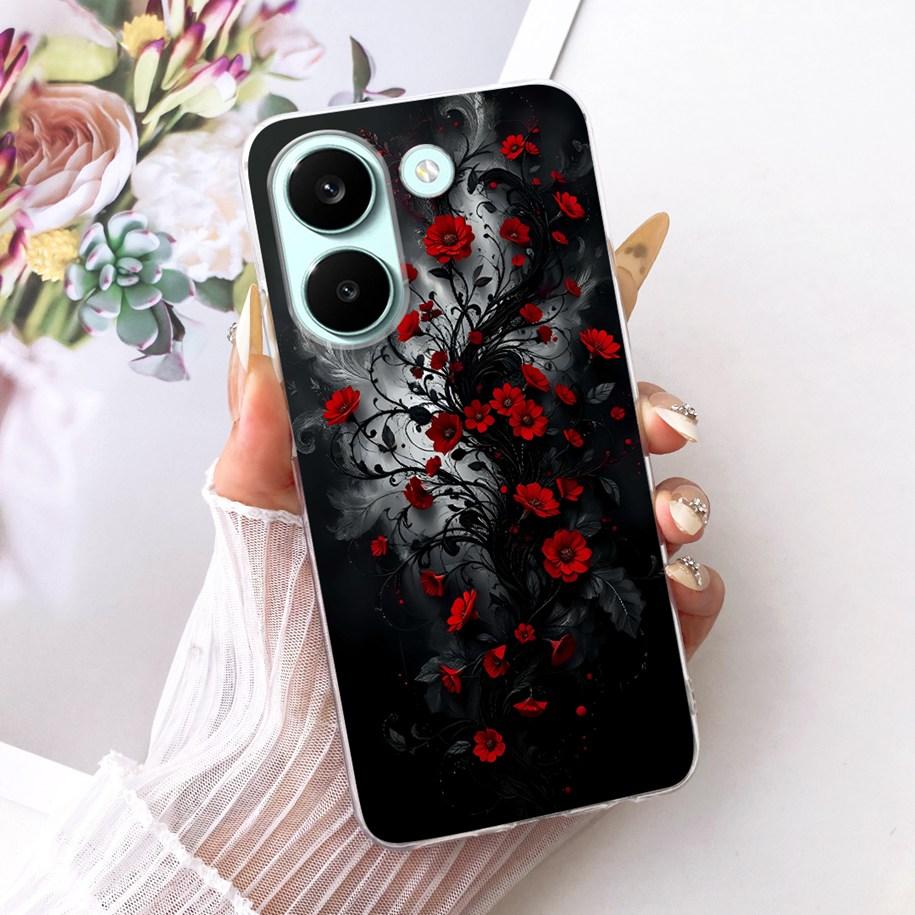 Чехол для Xiaomi Poco X8 Pro Max Чехол Популярный Цветок Мягкий Силикон Прозрачный ТПУ Бампер для Xiaomi Poco X8 Pro X8ProMax Fundas