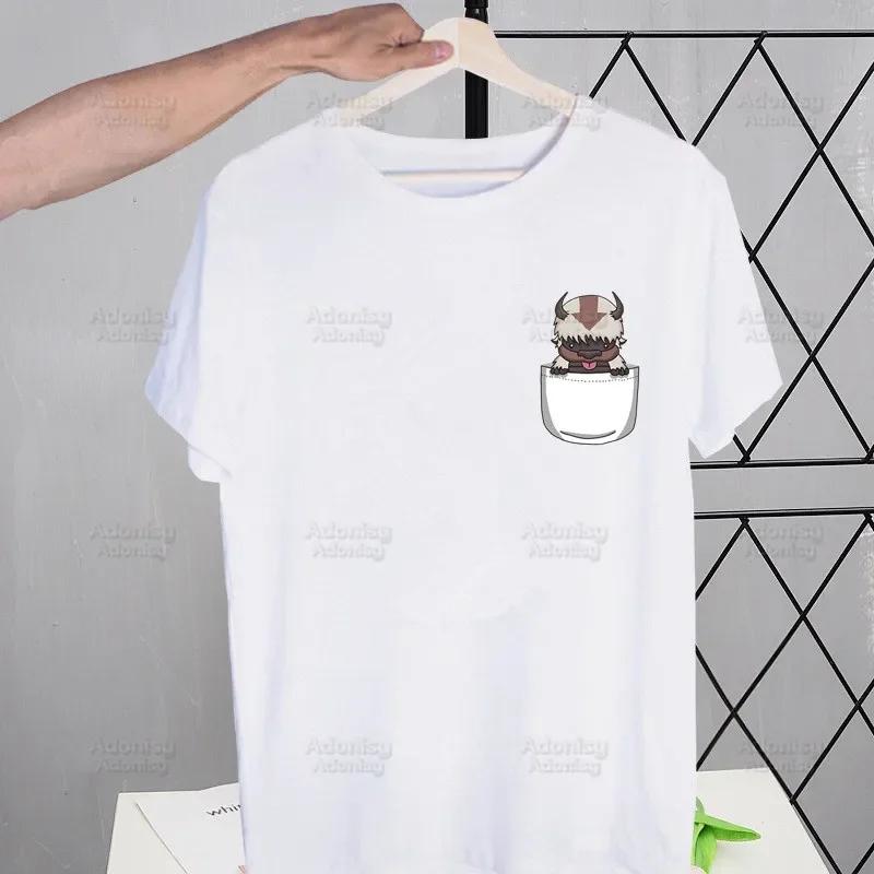 Аппа ЙИП ЙИП Аватар Мультяшная Футболка Мужская Ретро Аватар: Последний маг воздуха Топы Футболки Харадзюку Футболка Уличная одежда Хип-хоп Мужские футболки