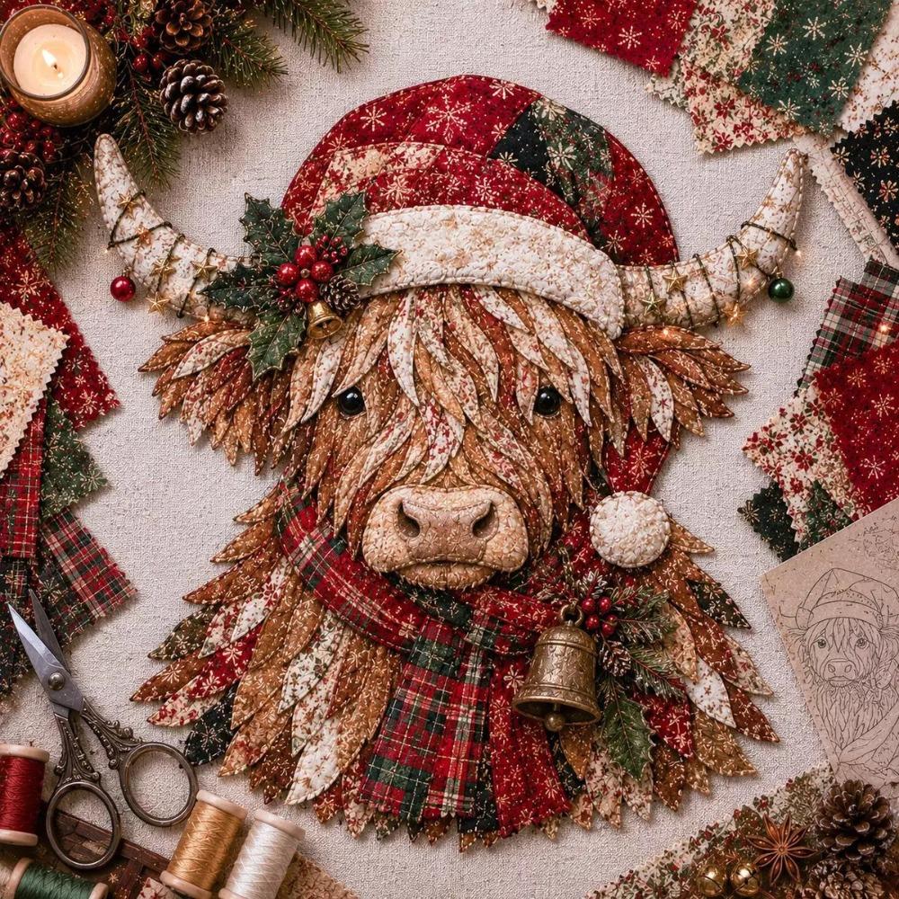 Pre-cut Fabric Christmas Patchwork Art Painting Kit Christmas Tree Patchwork Fabric Kit Friend