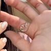 Серебряное кольцо в форме улыбки для женщин и девочек, ювелирные украшения на палец, регулируемое открытое винтажное кольцо, аксессуары для вечеринки, дня рождения, подарки