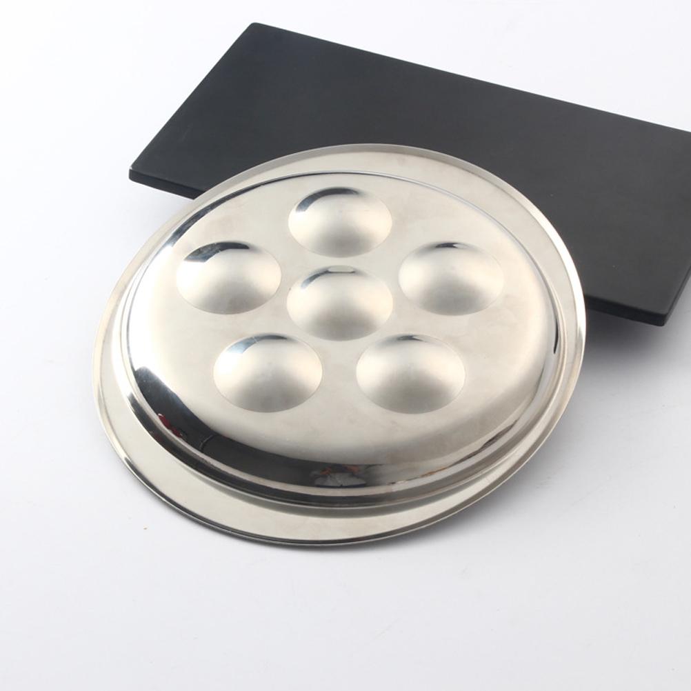 Набор тарелок для улиток из нержавеющей стали. Обеденный набор для улиток, 6 отделений, посуда для улиток, щипцы и вилка.