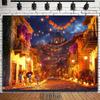 One 2D Flat Day of the Dead Themed Background Cloth with Skull, Festival, and Traditional House Decorations for Party Decoration