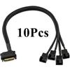 5Pcs 15-Pin Sata To 4X 3 Or 4 Pin Fan Connector 12V Sleeved Power Adapter Cable