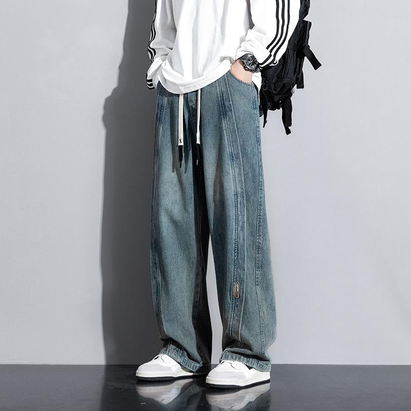 Весна и осень новые американские винтажные джинсы мужские свободные повседневные брюки больших размеров с широкими штанинами