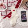 Red Socks Year Of The Dragon Red Socks Embroidered Cotton Socks Cute Festive New Year Medium Tube Wedding Stockings