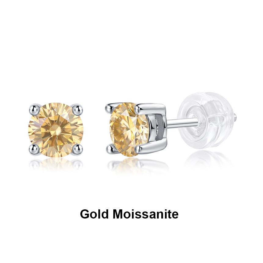 Zanlong 11447 Hot Sales Womens Jewelry Plated 18k White Gold Diamond Luxury Round Colored Gemstones Moissanite 925 Stud Earing