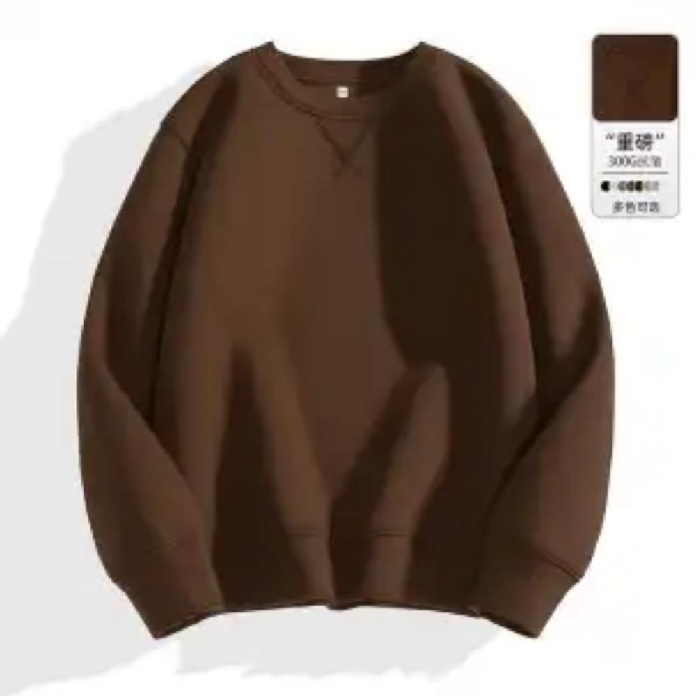 Однотонное худи с круглым вырезом, мужское, тяжелое, с длинными рукавами, универсальный свободный повседневный топ, пуловер с капюшоном