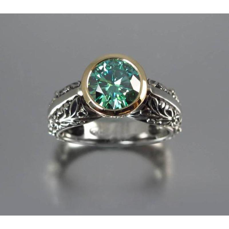 New hot-selling creative personalized flower shape two-color retro gem jewelry