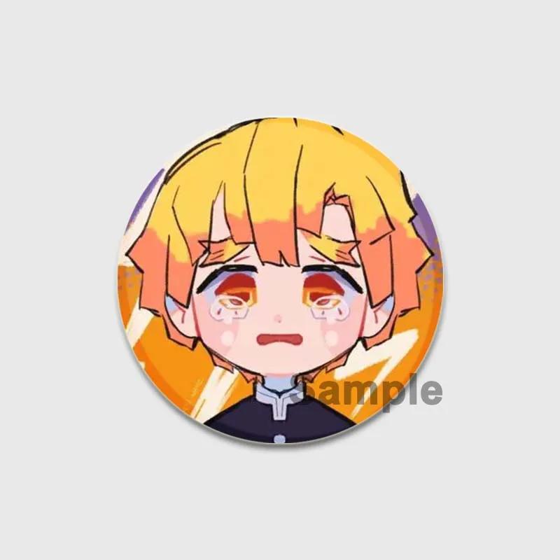 32/44/58mm Round Anime Brooches Kamado Tanjirou Tsuyuri Kanao Hashibira Inosuke Rengoku Kyoujurou Agatsuma Zenitsu Akaza Badge Lapel Pins